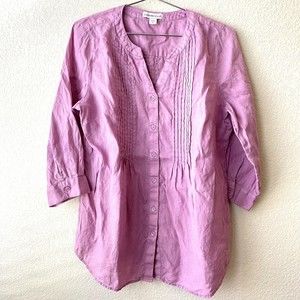 Coldwater Creek Women Shirt Size Medium Purple Linen